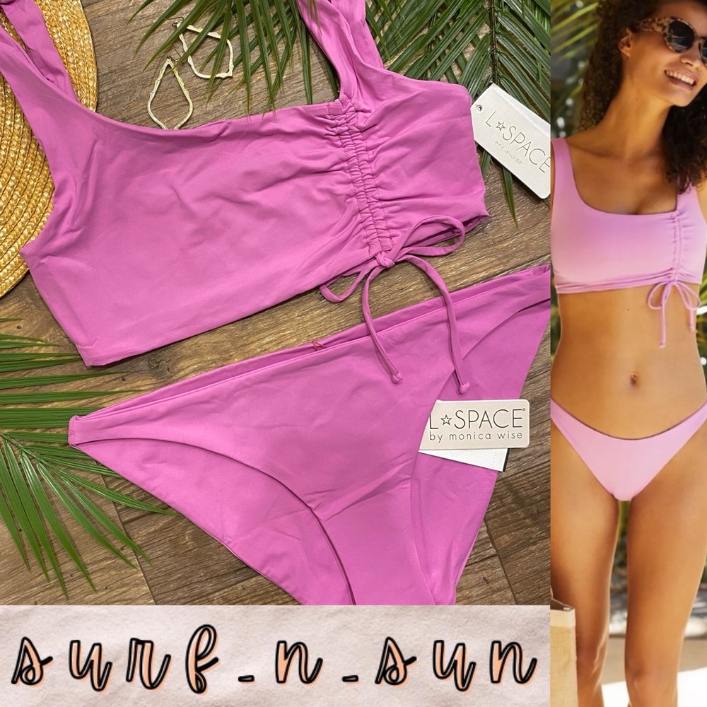 L*Space Violet Cinched Wilder Bralette Bikini Top | Camacho Full Bottom
